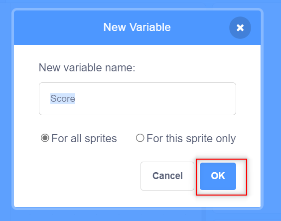 variable creating in scratch