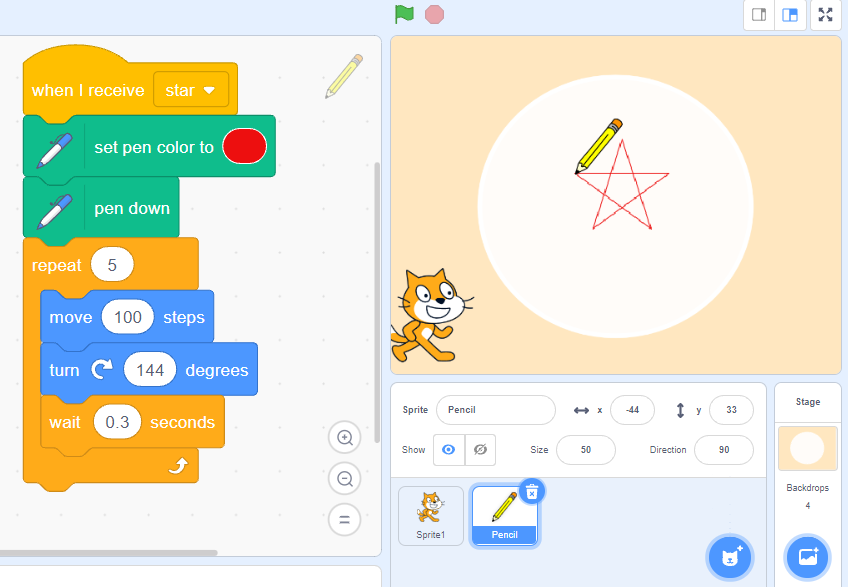 stars drawing in scratch